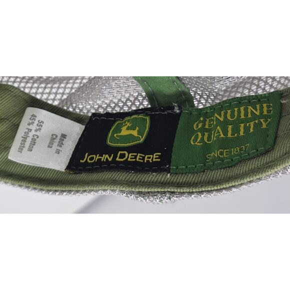 John Deere Genuine Quality Green Snapback Cap Gray Mesh Hat Tractor Farm - Picture 10 of 10